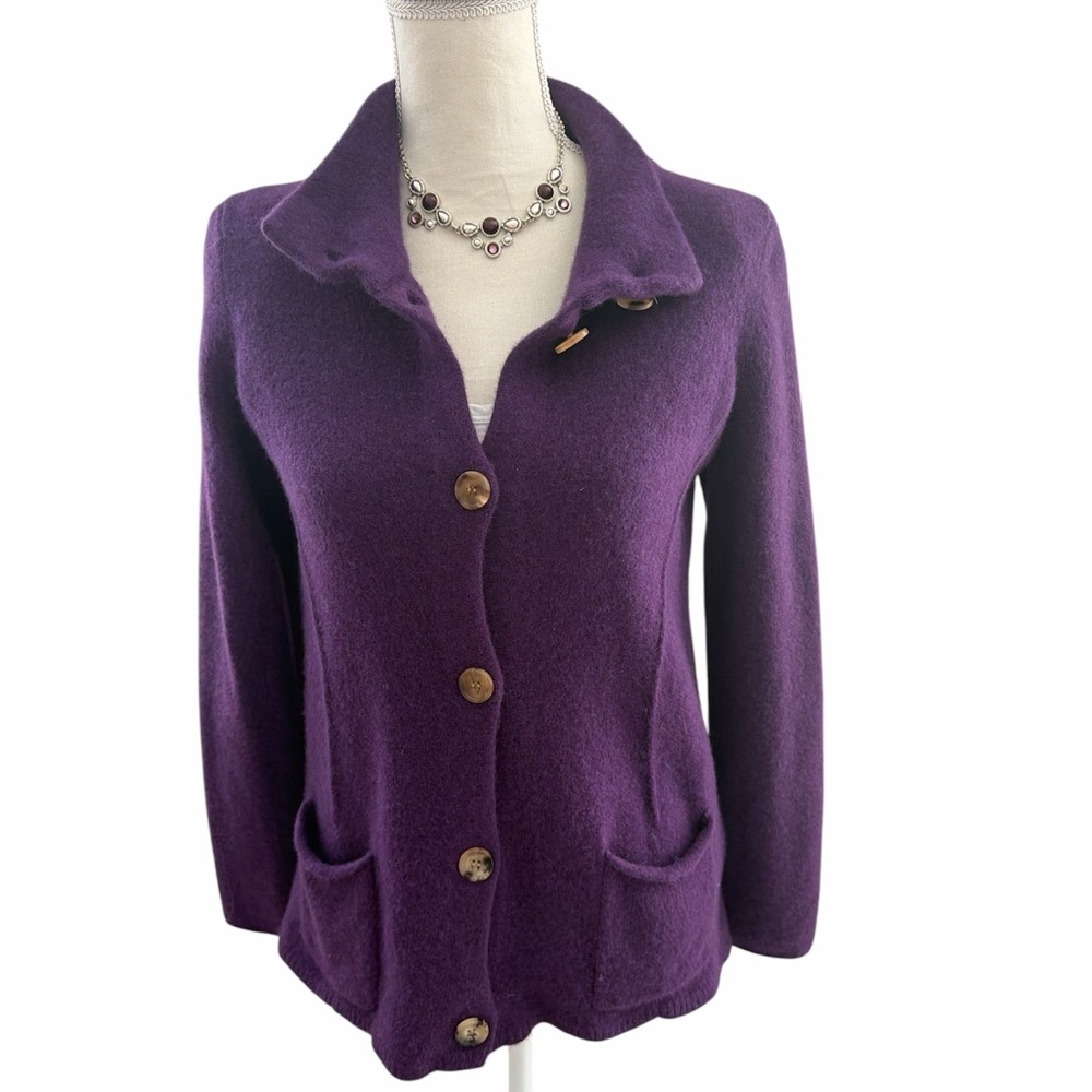 Eileen Fisher Eggplant Wool Cashmere Jacket Medium Button Front